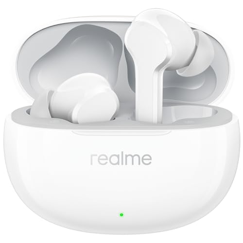 realme True Wireless Buds T110, 10 mm dynamischer Bass-Treiber, AI ENC Kopfhörer mit Geräuschunterdrückung, Popweiß von realme