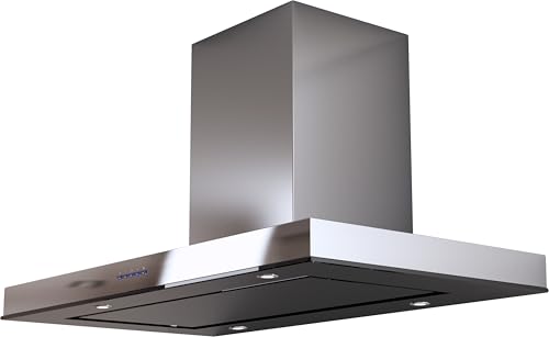 refsta SATURN II Wandhaube 900mm Edelstahl Glas schwarz mit Randabsaugung von refsta