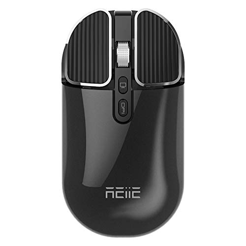 reiie Bluetooth Maus Kabellose, Silent Funkmaus (Bluetooth 5.1+2.4G Wireless), Schnurlos Wireless Optische Maus für PC/Tablet/Laptop und Windows/Mac/Linux/Android/iOS/iPadOS, Schwarz. von reiie