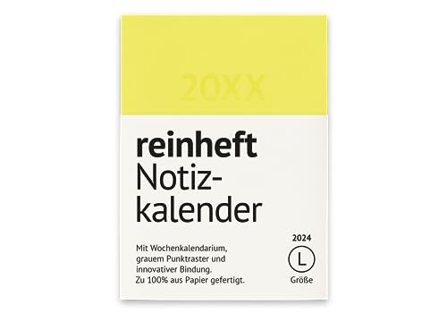 reinheft Kalender 2024, Softcover, leicht und flexibel im praktischen Format, Umschlag wiederverwendbar, Größe L, Din A5, Farbe Gelb von reinheft