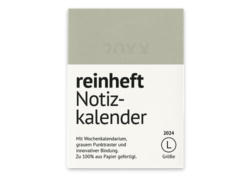 reinheft Kalender 2024, Softcover, leicht und flexibel im praktischen Format, Umschlag wiederverwendbar, Größe L, Din A5, Farbe Grau von reinheft