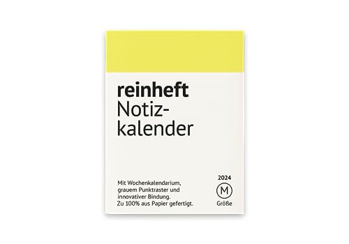 reinheft Kalender 2024 im Taschenformat mit Softcover Umschlag, wiederverwendbar, leicht und flexibel, Größe M, A6, Farbe Gelb von reinheft