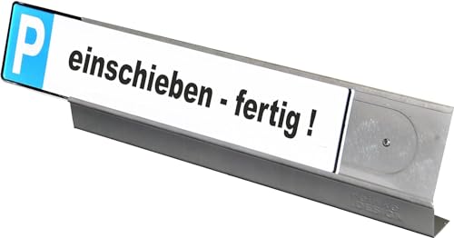 reinkedesign Parkschild-Halterung aus V2A Edelstahl zum Einschieben | Einfache Montage | Witterungsbeständig | Für Standard KFZ-Schilder | Made in Germany | Inkl. Montagezubehör von reinkedesign