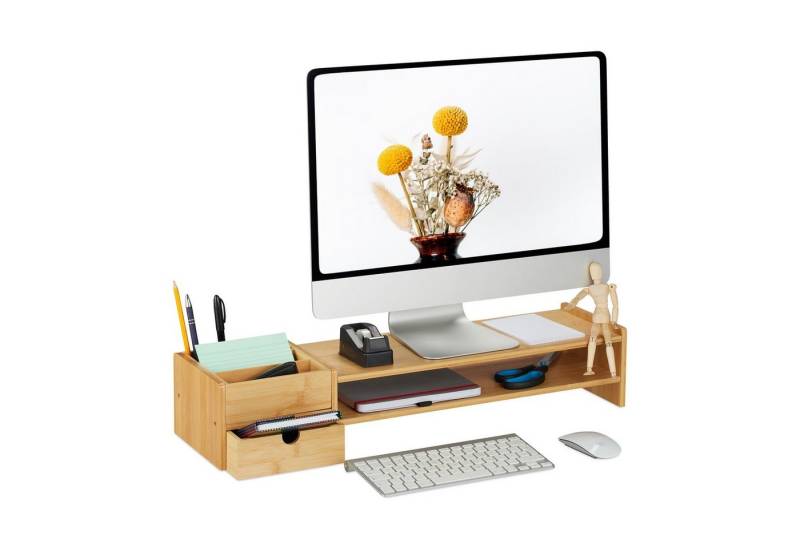 relaxdays Monitorständer aus Bambus von relaxdays