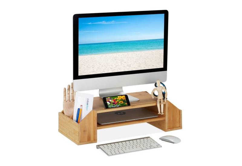 relaxdays aus Bambus Monitorständer von relaxdays