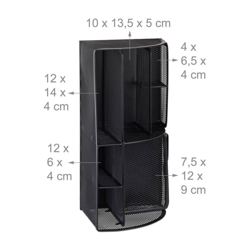 relaxdays Schreibtisch-Organizer 27,5 x 14,0 x 12,5 cm schwarz von relaxdays