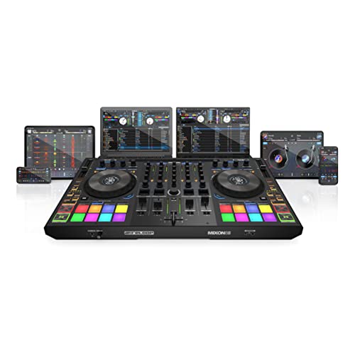 Reloop Mixon 8 Pro | 4-Kanal -Multi-Platform-Performance-Controller für Serato & djay, Jogwheel -Displays & 4 Instant-FX-Kippschalter, Dual-Audio-Interface mit USB-C & Stand-Alone-Mixing von reloop