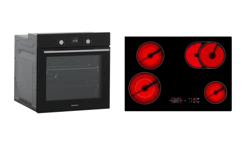 Backofen Einbau Herdset autark Glas Schwarz Glaskeramik Kochfeld 77 cm Respekta von respekta