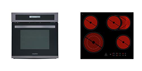 Backofen Herd Kochfeld Glaskeramik Herdset Einbau rahmenlos Black Steel Respekta von respekta
