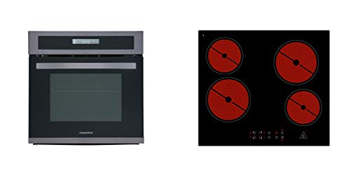 Backofen Herd Kochfeld Glaskeramik Herdset Einbau rahmenlos Black Steel Respekta von respekta