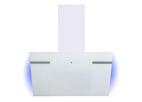 Respekta Dunstabzugshaube kopffrei/Dunstabzugshaube schräg 60 cm/Metallgehäuse mit Glasschirm in Weiß/Abluft - und Umluftfunktion / CH69060WA+ / A+ / 43–63 dB von respekta