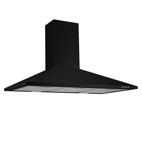 Respekta Dunstabzugshaube Karena/Kaminhaube 90 cm/Metallgehäuse schwarz matt/Abluft - und Umluftfunktion / CH22055-90 S / 53 – 68 dB von respekta