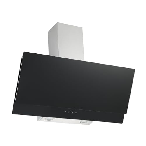 Respekta Dunstabzugshaube Schräghaube Wandhaube kopffrei Glas 90 cm schwarz LED von respekta