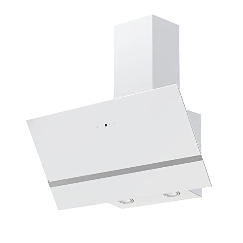 Respekta Dunstabzugshaube kopffrei/Dunstabzugshaube schräg 80 cm/Metallgehäuse mit Glasschirm in Weiß/Abluft - und Umluftfunktion / CH24080WM / A / 65 – 70 dB von respekta