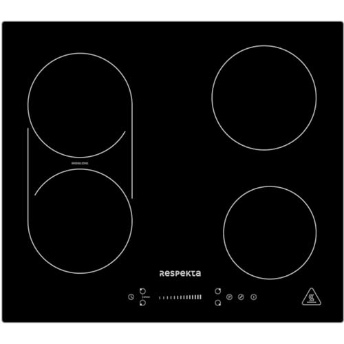 Respekta Rahmenloses Induktionskochfeld autark/Einbaukochfeld induktiv mit 4 Platten / 9 Leistungsstufen/Touch Control/Timer/Kindersicherung / 59 cm/in schwarz/KM 6600IB-28 von respekta