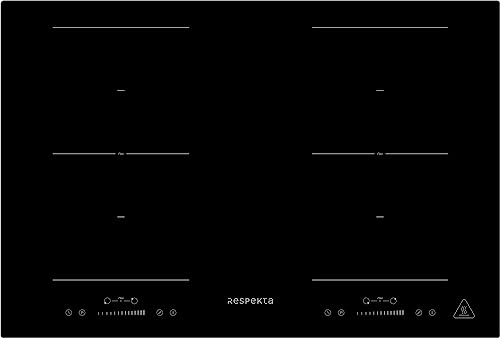 Respekta Rahmenloses Induktionskochfeld autark/Einbaukochfeld induktiv mit 4 Platten / 9 Leistungsstufen/Touch Control/Timer/Kindersicherung / 77 cm/in schwarz/KM 8800IF-28 von respekta