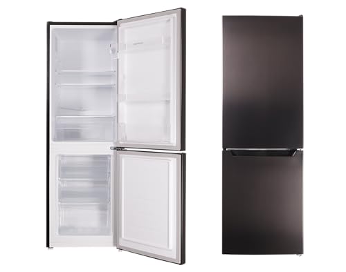 Respekta Stand Kühl-Gefrier-Kombination / 109 L Kühlanteil / 48 L Gefrieranteil/mit regelbarem Thermostat und Eiswürfelbereiter / KG144BS-37 / (H) 144 x (B) 47,4 x (T) 49,5 cm /39 dB/Black Steel von respekta