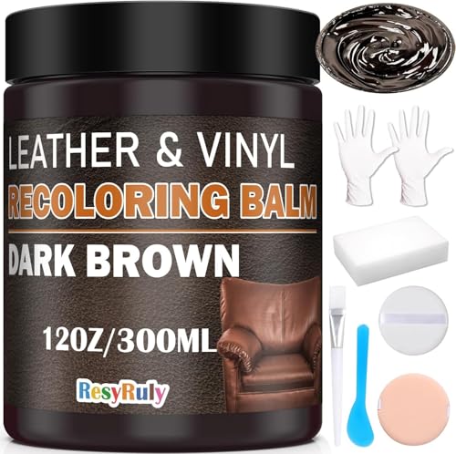 resyruly Dunkelbraunes Lederfärbe-Reparatur-Set für Möbelfarbe, Vinyl, Autositze, Innenliege, Couch, Geldbörse, Conditioner, Leder, Recoloring-Balsam, Gürtel, Farbwiederhersteller, Verblassen resyruly Dunkelbraunes Lederfärbe-Reparatur-Set für Möbelfarbe, Vinyl, Autositze, Innenliege, Couch, Geldbörse, Conditioner, Leder, Recoloring-Balsam, Gürtel, Farbwiederhersteller, Verblassen von resyruly
