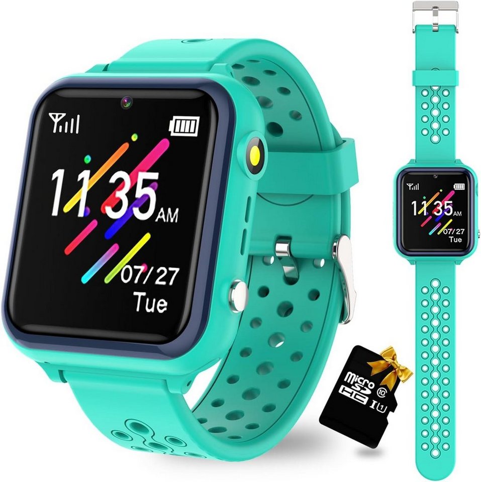 retysaz Smartwatch (1.44 Zoll, Android, iOS), mit Multifunktionale Kinderuhr SOS-Anruf,Taschenlampe, 3-Wecker,Spiele von retysaz