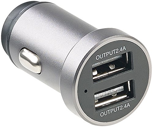 revolt 12V USB: Mini-Kfz-USB-Ladegerät mit 2 Ports, 12 & 24 V, 4,8 A, 24 Watt, Metall (12V USB Adapter, USB Adapter Kfz, Zigarettenanzünder) von revolt