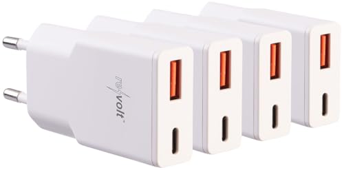 revolt Gan Netzteil: 4er-Set Ultrakompakte USB-A/C-Netzteile, Power Delivery 30 Watt, weiß (Mehrfachstecker USB Ladegerät, Mini Wandnetzteile, iPhone Ladestation) von revolt