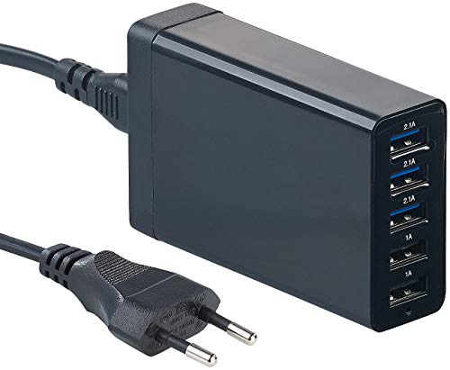 revolt 5 Fach USB Ladegerät: 5-Port-USB-Netzteil mit dynamischer Ladestrom-Anpassung, bis 8 A, 40 W (Mehrfach USB Ladegerät, Smartphone Ladegerät, Apple Smartphone Ladekabel) von revolt