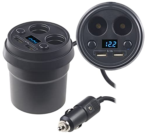 revolt Auto Steckdose: 4-Fach-Kfz-Verteiler mit je 2X 12-/24-V- & USB-Port (3,1 A), 80 Watt (USB Hub 12V Kfz, 12V USB Verteiler, LED Spannungsanzeige) von revolt