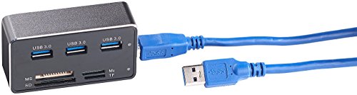 revolt Kartenlesegerät: USB-3.0-Hub mit 3 Ports und Multi-Kartenleser für SD, microSD, MS & M2 (Card Reader USB 3, Multikartenleser, Speicherkarten) von revolt