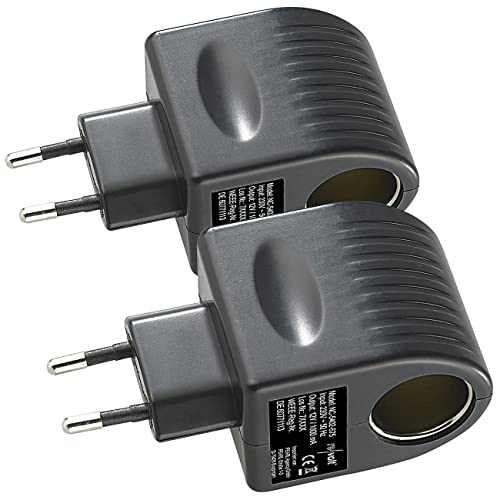 revolt Kühlbox Adapter 12V 220v: 2er-Set Mini-Spannungswandler, 230/12 V, 1.000 mA, 12 W, Steckversion (Kühlbox Adapter für Steckdose, Adapter 12 Volt auf 220 Volt, Zigarettenanzünder) von revolt