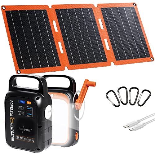 revolt Kurbeldynamo: Kurbel-Dynamo-Powerstation (22,5 Ah) mit 21-Watt-Solarpanel (Mini USB Solar Powerstation, USB Solar Ladegerät, Kfz Ladekabel) von revolt