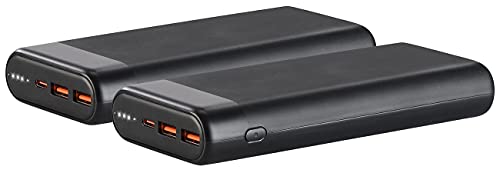 revolt Ladegeräte Powerbank: 2er-Set USB-Powerbank mit 20 Ah, Quick Charge u. USB C PD bis 65 Watt (Powerbank QC, Powerbank Typ C) von revolt