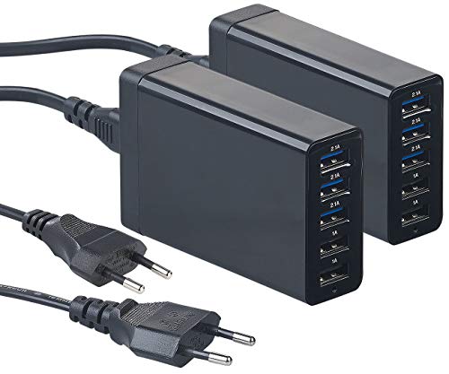 revolt Mehrfach USB Ladegerät: 2er-Set 5-Port-USB-Netzteil mit dynamischer Ladestrom-Anpassung, 40 W (USB Ladeport, USB-Netzteil Mehrfach, Handy Ladestation) von revolt