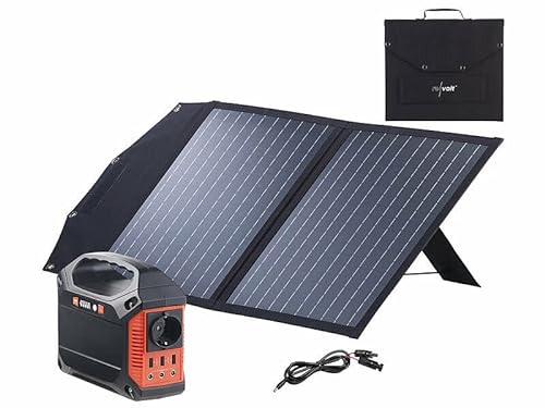 revolt Powerbank 12V Solar: Powerstation & Solar-Generator mit faltbarem 50-W-Solarpanel, 155 Wh (Stromgeneratoren Akku Solar, Inverter-Stromerzeuger Solar) von revolt