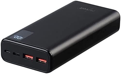revolt Powerbank 12V: USB-Powerbank, 20.000 mAh, USB-C PD, Display, Metall, QC3.0, 3 A, 20 W (Powerbank für Handy, Powerbank Schnell, Ladegerät) von revolt