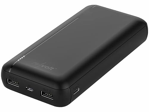 revolt Powerbank 12V: USB-Powerbank mit 20.000 mAh, USB-C Power Delivery, QC 3.0, 3 A, 20 W (Powerbank Laptop, Powerbank 3 Ampere, Powerbanks 0) von revolt