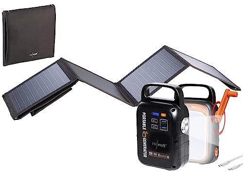 revolt Powerbank Solar: Kurbel-Dynamo-Powerstation (22,5 Ah) mit 28-Watt-Solarpanel (Notfall-Powerbank, Solarpanel-Handy-Ladegerät, Ladestation) von revolt