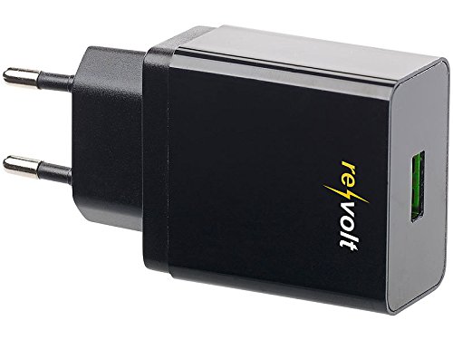 revolt Schnellladegerät: 230-V-USB-Netzteil mit Quick Charge 3.0, 5-12 Volt, max. 3 A / 18 W (Quick Charge 3.0 Ladegerät, Schnellladenetzteil, Speedy Schnellladekabel) von revolt