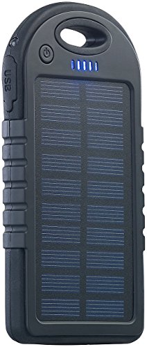 revolt Solarbank für Handy: Solar-Powerbank mit 4.000 mAh & Taschenlampe, 2X USB, bis 2 A, 10 Watt (Solar mit Taschenlampe Aufladen, Powerbank für Handy, Solarlampe) von revolt