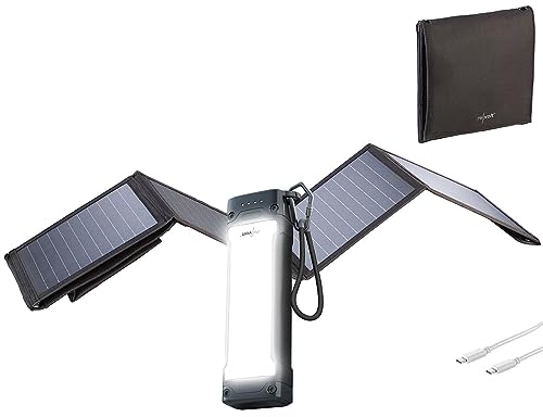 revolt Solarzellen-Powerbank: Outdoor-USB-Powerbank mit 28-Watt-Solar-Ladegerät, 20.000 mAh (Faltbare Powerbank, Faltbare Solar-Powerbank, Notfall) von revolt