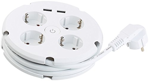 revolt Strom Verlängerungskabel: Steckdosenleiste mit Kabeltrommel, 4 Steckdosen & 2 USB-Ports (2,1 A) (Mehrfachsteckdose langes Kabel, Mehrfachstecker mit langem Kabel, Handy Ladestation) von revolt