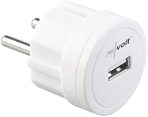 revolt USB Adapter Steckdose: Ultrakompaktes Steckdosen-USB-Netzteil, 2,1 A, 10,5 W, Ø 39 mm, weiß (USB Adapter Steckdose flach, USB Ladegerät flach, iPhone Ladestation) von revolt