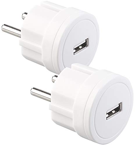 revolt USB Adapter: 2er-Set ultrakompakte Steckdosen-USB-Netzteile, 2,1 A, 10,5 W, Ø 39 mm (USB-Netzteil-Ladegeräte, USB-Stecker-Netzteil, iPhone Ladestation) von revolt