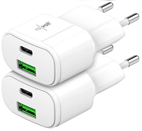 revolt USB C Ladegeräte: Ultrakompakt. USB & Noteb.-Netzteil, USB-C/A, QC, PD, 30W, weiß 2er (Mini USB Netzteil, Stecker-Netzteil, Handy Ladestation) von revolt