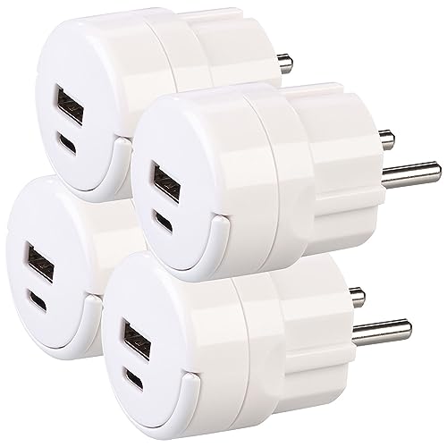 revolt USB Ladeadapter: 4er-Set Doppel-USB-Netzteile mit USB-C PD und USB-A QC 3.0, 20 Watt (USB-Ladegerät mit Anzeige, USB-Ladegerät mit Power Delivery, Apple iPhone Ladekabel) von revolt