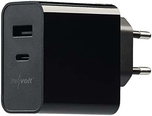 revolt USB Ladegeräte: 65 Watt 2-Port-USB-Netzteil, USB-C & Typ A, PD Power Delivery 3.0, GaN (Lade Netzteil, USB-Netzteil-Adapter, Handy Ladestation) von revolt