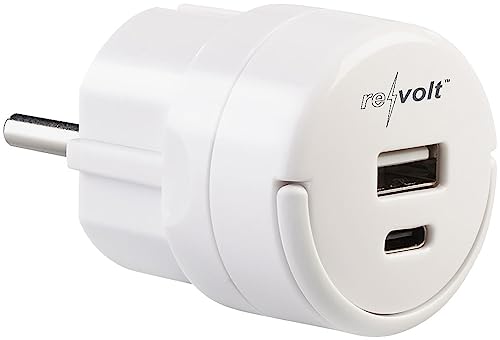 revolt USB Netzstecker: Kompaktes Doppel-USB-Netzteil mit USB-C PD und USB-A QC 3.0, 20 Watt (Ladestecker USB C, Schnell-Ladegerät, Steckdosen) von revolt