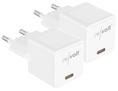 revolt USB Netzteil 3A: 2er-Set kompakte USB-C-Netzteile mit Power Delivery bis 20 Watt, 3 A (Netzteil USB Typ C, Netzteil USB-PD, Handy Ladestation) von revolt