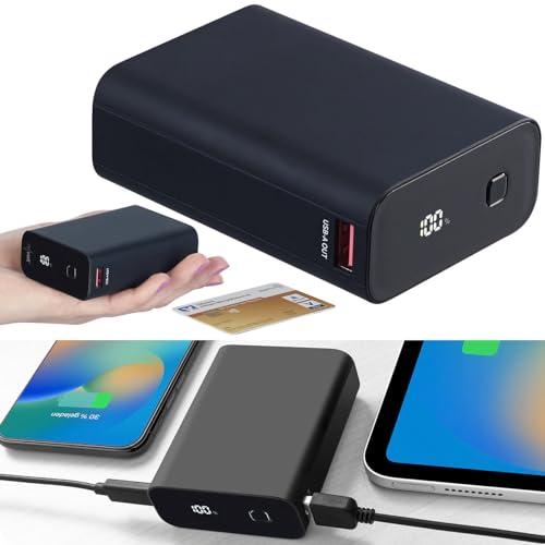 revolt USB Powerbank: Ultrakompakte Powerbank im Kreditkarten-Format, 20.000mAh, LED-Display (Mini-Powerbank iPhone, Handy-Powerbank iPhone) von revolt