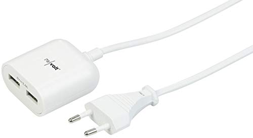 revolt USB Stromadapter: 2-Port-USB-Netzteil mit 150-cm-Kabel und Smart-Power-Technologie, 12 W (Mehrfach USB Stecker, Steckdose USB, Apple iPhone Ladekabel) von revolt