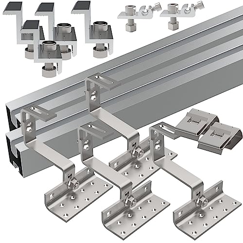 revolt Ziegeldach-Montage-Set: 14-teiliges Dachmontage-Set für 1 Solarmodul, flexibel (Dach-Montage-Set für Solarpanel, Befestigungsschiene, Photovoltaik) von revolt